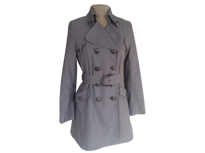 Burberry Trench coats Grey Cotton  ref.13448