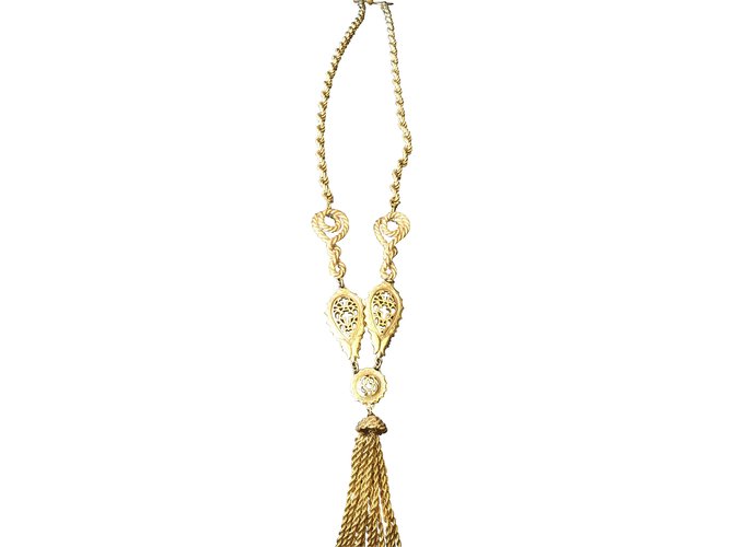 Christian Dior Lange Halsketten Golden Metall  ref.13472