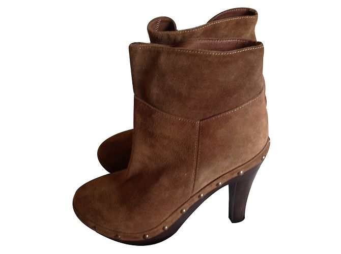 Autre Marque Botas de Cano de Cano Minelli Taupe em Pele de Cervo 36