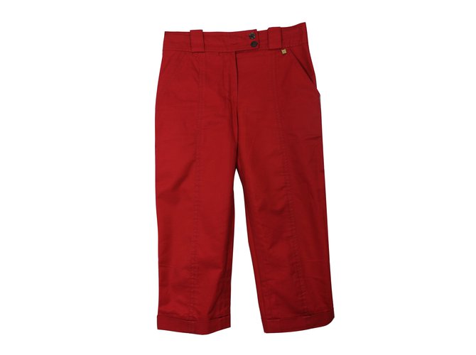 Louis Vuitton Pants, leggings Red Cotton  ref.13515