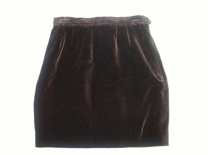 Yves Saint Laurent Skirts Brown Velvet  ref.13580