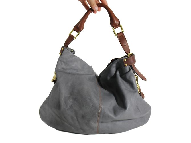 Autre Marque Bolsa de mão LM Lulu em pele de bezerro cinza