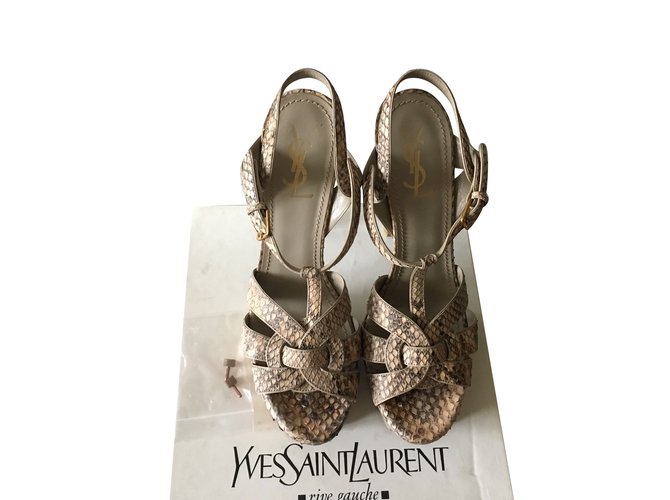 Yves Saint Laurent Heels Beige Exotic leather  ref.13797