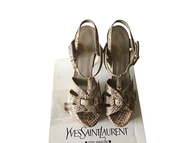 Sandali Yves Saint Laurent Tribute 105 Python Beige