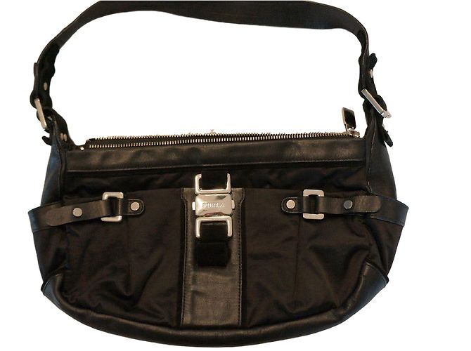 Bolsa Furla preta de couro e nylon Preto