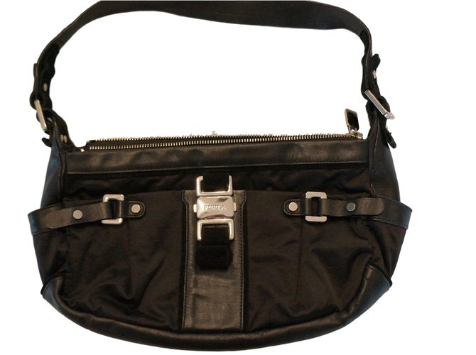 Furla Handbags Black Leather Nylon  ref.13912