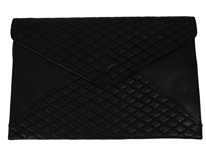 Autre Marque Pochette Pourchet in pelle nera Nero