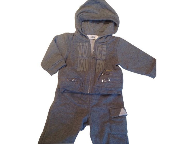 Baby Dior Outfits Grey Cotton  ref.14039
