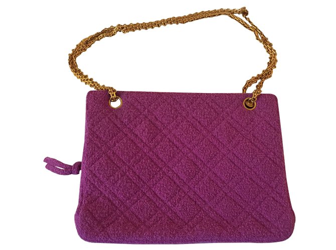 Chanel Handbags Pink Tweed  ref.14062