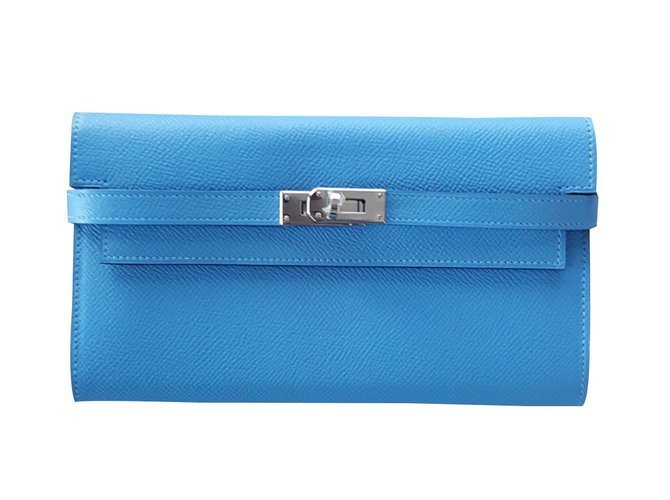 Hermès Kelly wallet Blue Leather  ref.14063
