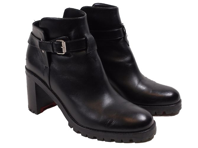 Botines Biker Communa Christian Louboutin de cuero negro