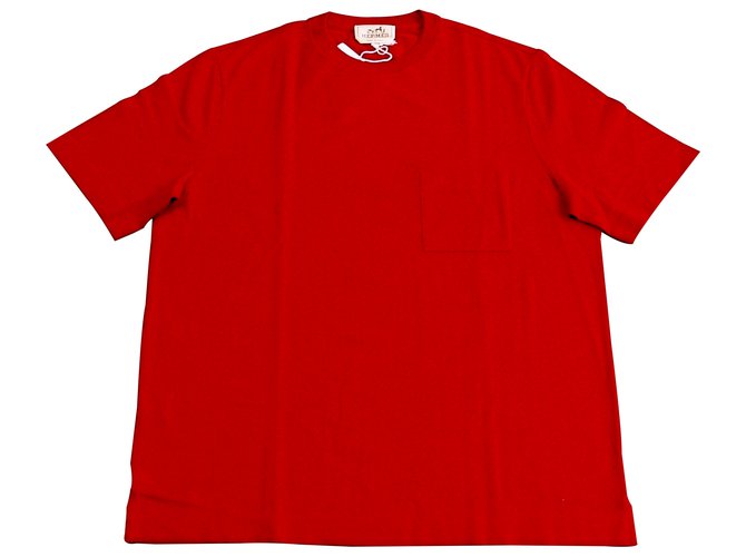 Hermès Tee Shirt piqué de coton Rouge  ref.14312
