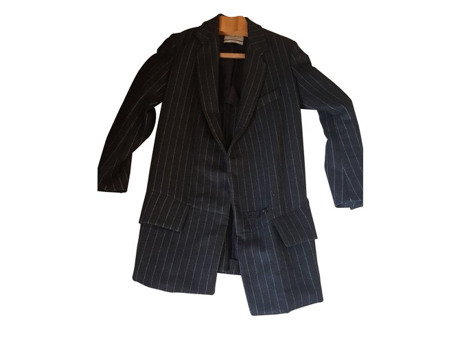 Yves Saint Laurent Coats, Outerwear Grey Wool  ref.14314