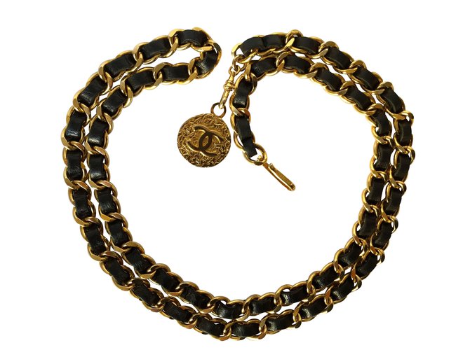 Chanel Cintos Dourado Metal  ref.14322