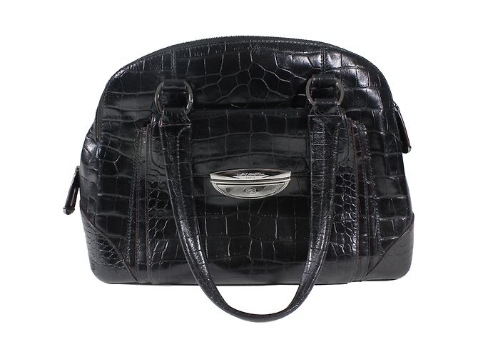 Bolso Lancel Adjani de cuero negro efecto croco