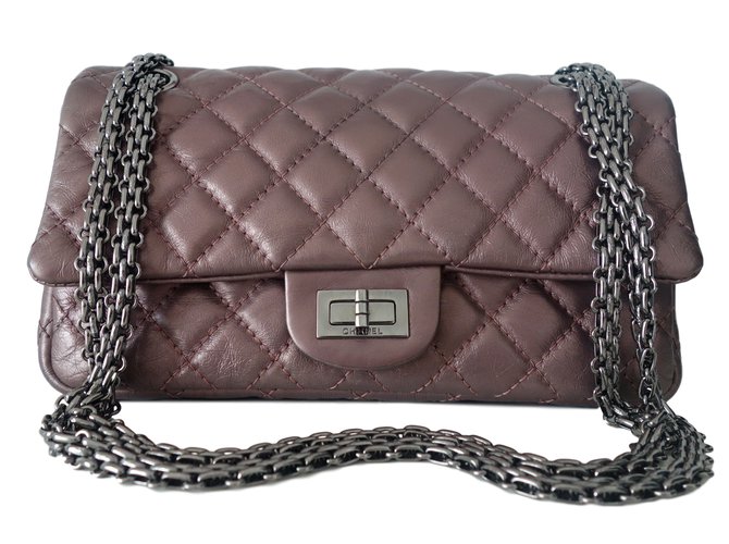 2.55 Chanel Handbags Dark red Leather  ref.14396