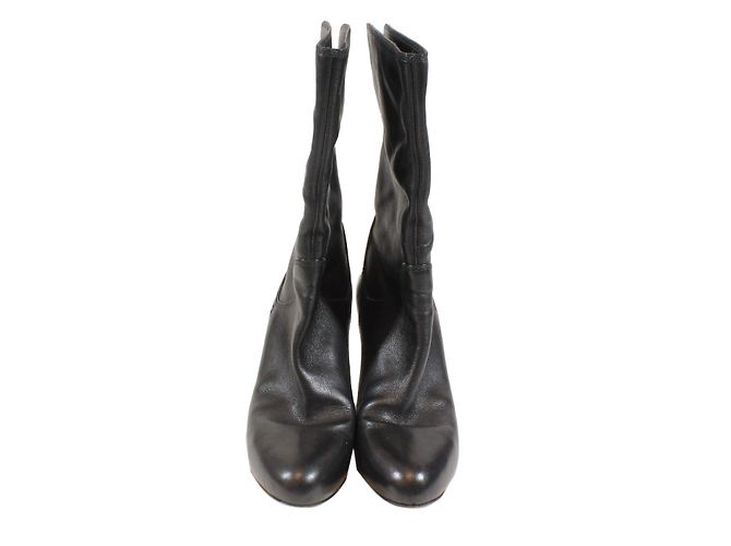 Sergio Rossi Black Leather Ankle Boots 38.5