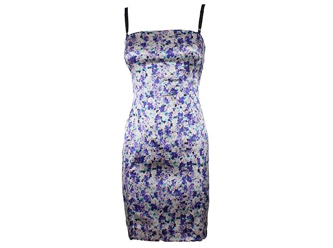Dolce & Gabbana Seidenkleid mit Blumenmuster Violett Lila