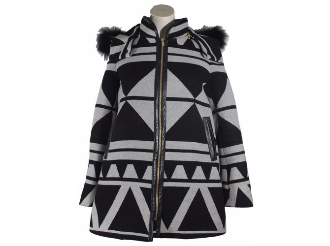 Claudie Pierlot Manteau Laine Noir  ref.14524