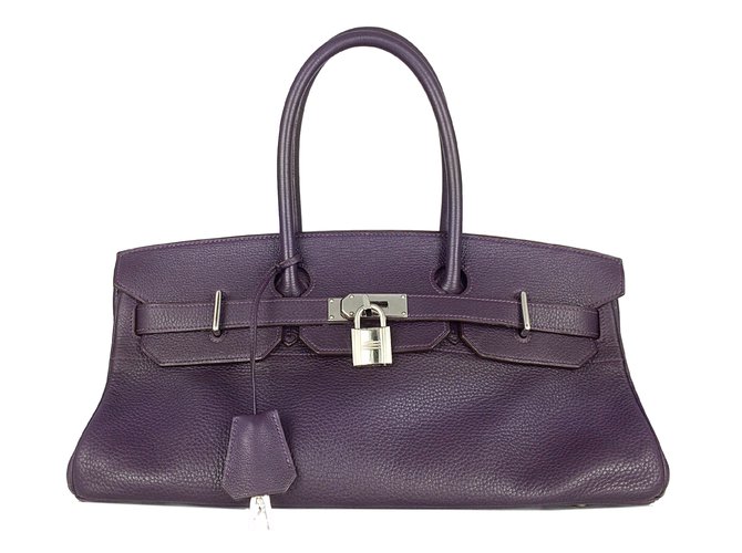 Birkin Hermès Handbags Purple Leather  ref.14526