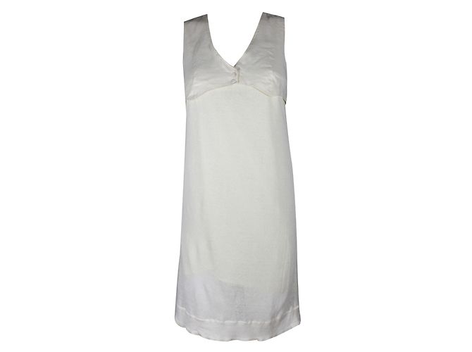 Vestido Sandro Creme de Linho e Seda Cru