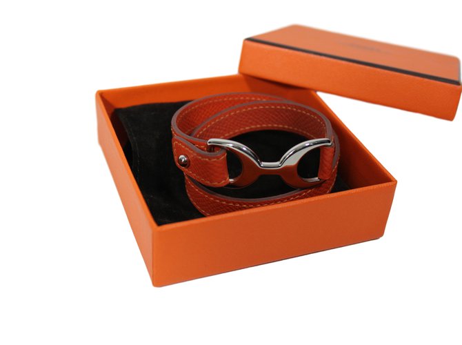 Hermès Armbänder Orange Leder  ref.14643