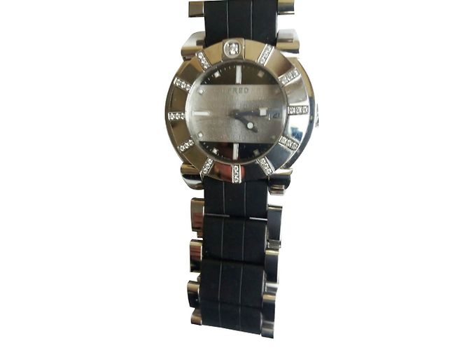 Relógio Fred Gladiator de aço e borracha com diamantes Prata