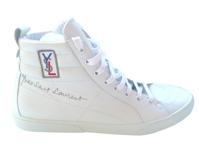 Yves Saint Laurent Baskets Cuir Blanc  ref.14805