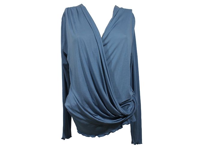 Autre Marque Top Sisley blu stile cache-coeur XS