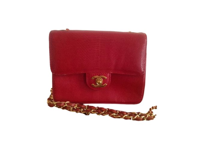Timeless Chanel Bolsos de embrague Roja Cueros exoticos  ref.14822