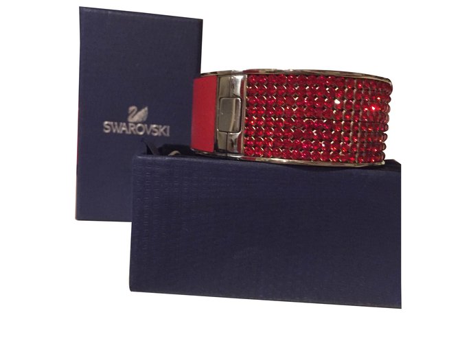 Swarovski Bracelets Red Leather  ref.14848