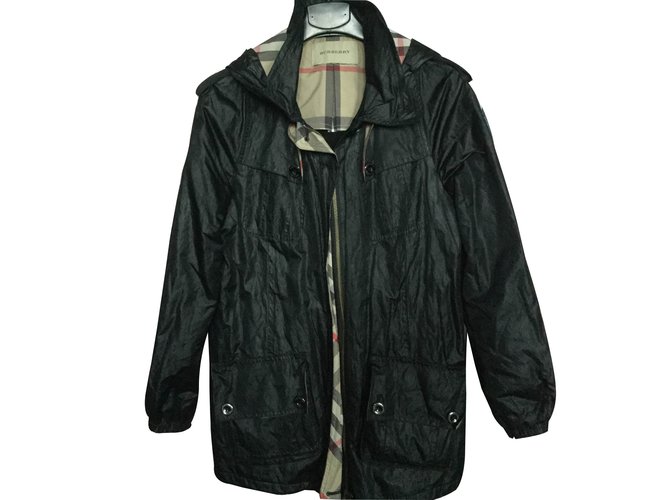 Burberry Coats, Outerwear Black Cotton  ref.14968