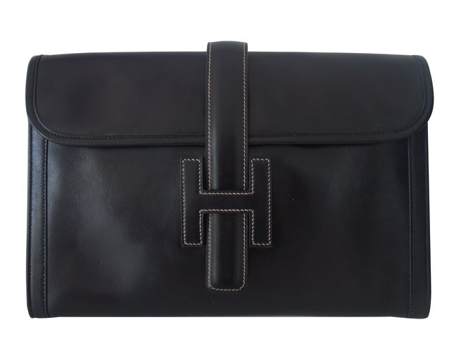 Hermès Clutch-Taschen Schwarz Leder  ref.15040