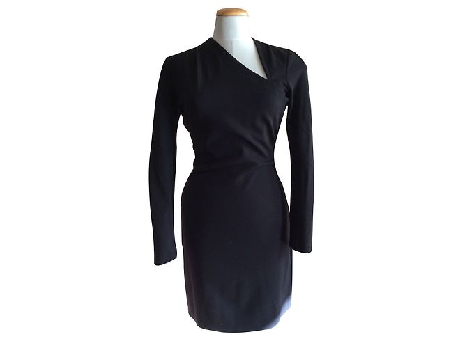 Autre Marque LIL St Germain Schwarzes Kleid asymmetrischer Ausschnitt