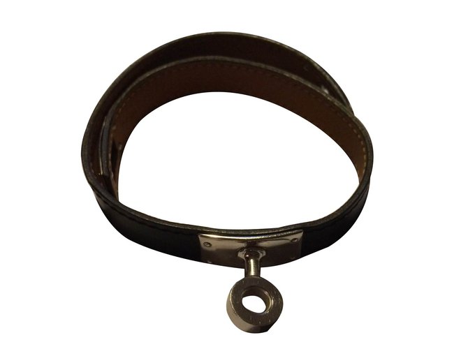 Hermès Bracelet Cuir Noir  ref.15209