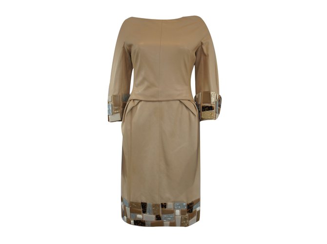 Christian Dior Dresses Beige Leather  ref.15271