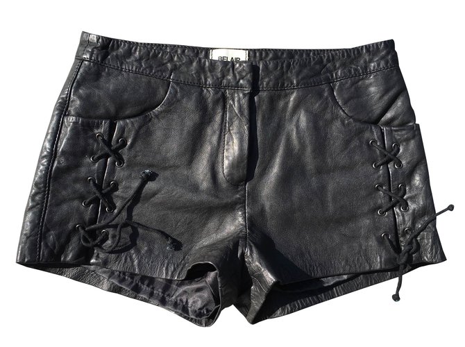 Bel Air Pantalones cortos Negro Cuero  ref.15360