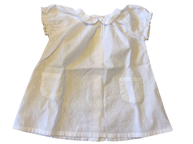 Robe Petit Bateau Blanche en Coton 6 Mois