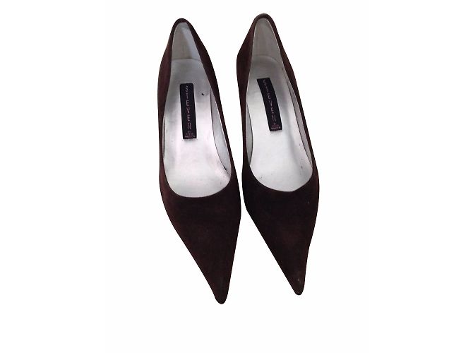 Autre Marque Chocolate Brown Suede Pointed Toe Heels