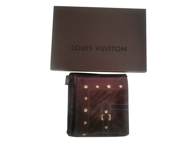 Louis Vuitton Lenços Marrom Seda  ref.15616