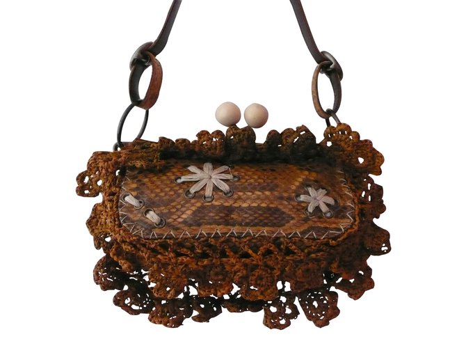 Jamin Puech Handtasche Python Effekt Leder Senfgelb 