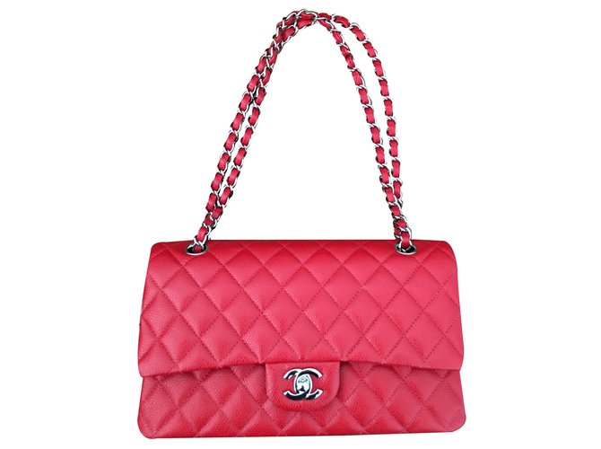 Classique Chanel Timeless Cuir Rouge  ref.15681