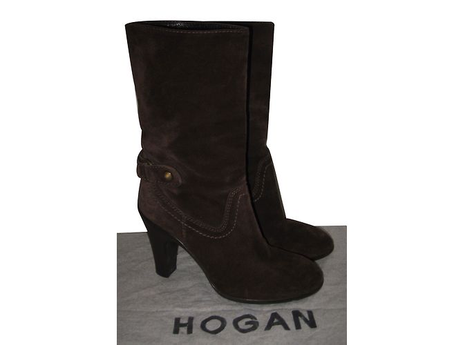 Botines Hogan de gamuza marrón Castaño