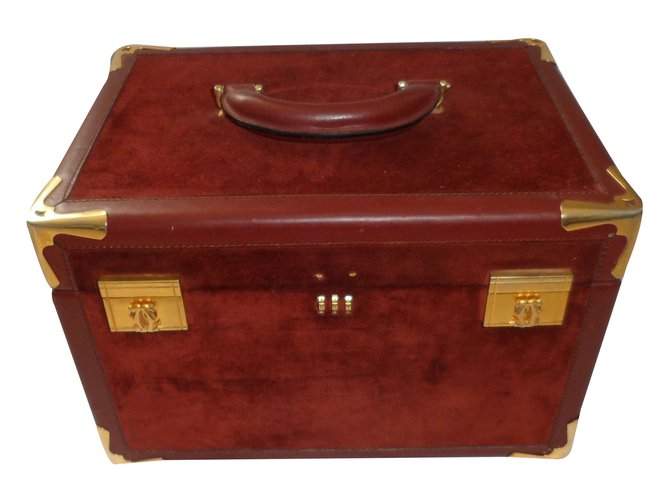 Cartier Travel bag Dark red Deerskin  ref.15897