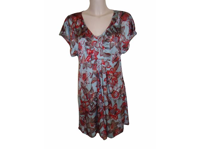 One step Kleid mit bunten Blumen aus Polyester Größe 42 Mehrfarben