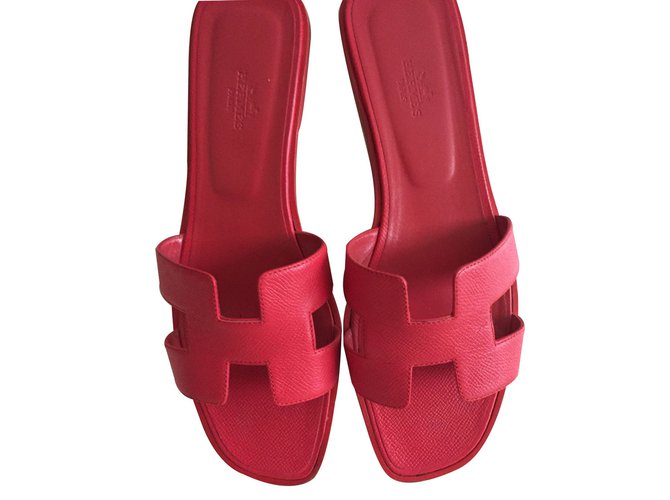 Oran Hermès Sandals Red Leather  ref.16064