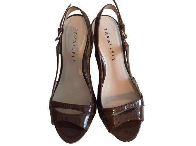 Autre Marque Wedge mules Brown Patent leather  ref.16066