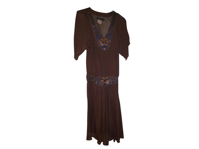 Antik Batik Dresses Brown Silk  ref.16100