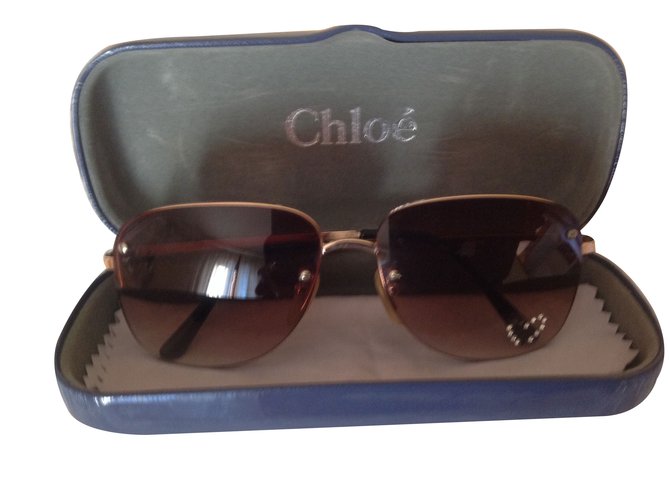 Chloé Oculos escuros Dourado Metal  ref.16121