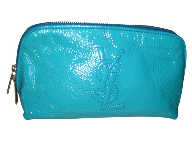 Yves Saint Laurent Clutch bags Blue Patent leather  ref.16233
